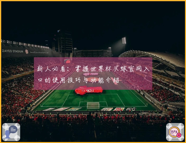 新人必看:掌握世界杯买球官网入口的使用技巧与功能介绍